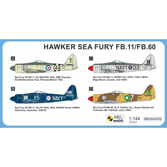 Mark I Mkm144159 1/144 Hawker Sea Fury Fb.11 Commonwealth Service 2pcs