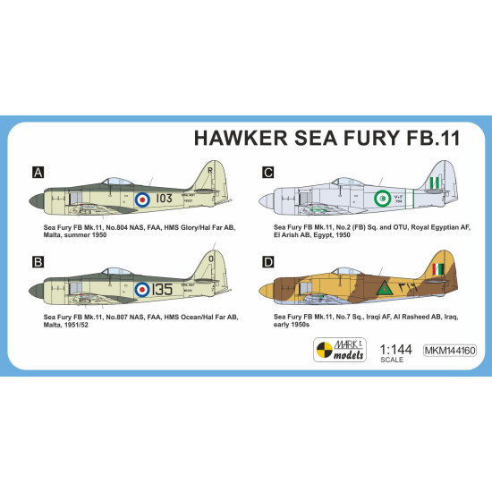 Mark I Mkm144160 1/144 Hawker Sea Fury Fb.11 Mediterranean And Middle East 2pcs