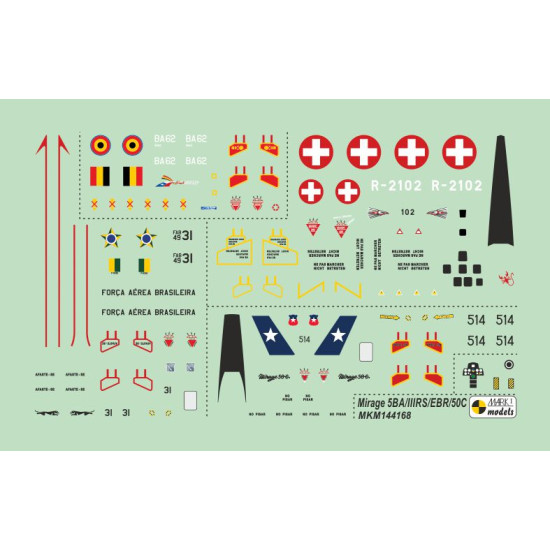 Mark I Mkm144168 1/144 Mirage Iiirs/Iiiebr/5ba/50c Canards French Jet Fighter