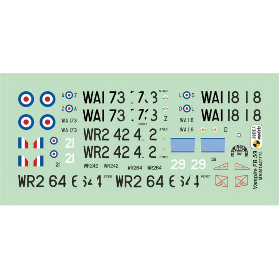 Mark I Mkm144171 1/144 Dh.100 De Havilland Vampire Fb.5/9 Special Schemes Raf