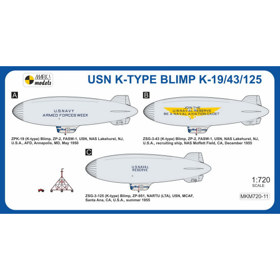 Mark I Mkm720-11 1/720 Goodyear K-type Blimp Special Markings Non-rigid Airship