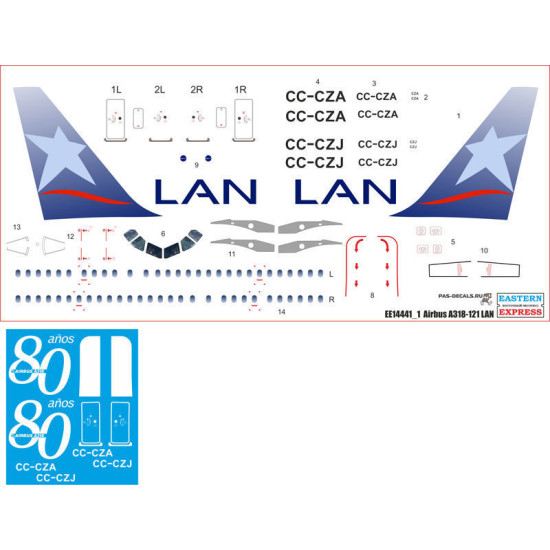 EASTERN EXPRESS 1/144 AIRLINER A318-121 LAN AIRLINES EE14441-01