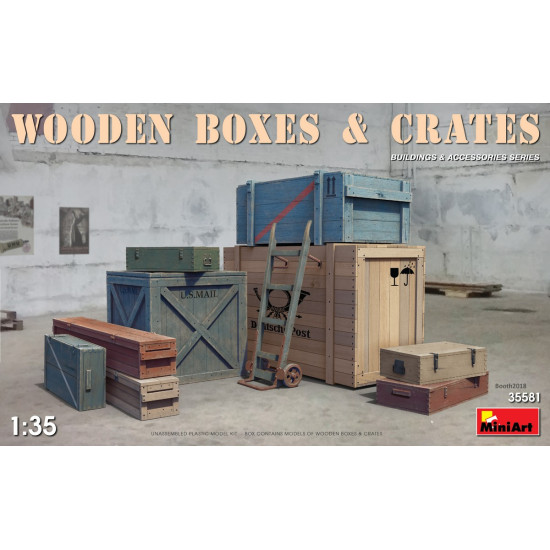 MINIART 35581 WOODEN BOXES CRATES 20TH CENTURY PLASTIC MODELS KIT 1/35 SCALE