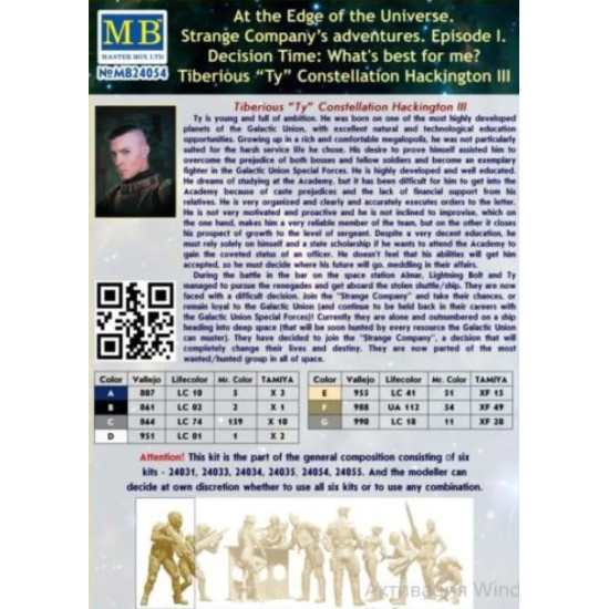 Us Stock Master Box 24054 1/24 Scale Model Tiberious Ty Constellation Hackington Iii