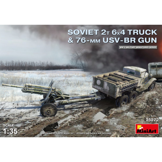 WW II SOVIET 2T 6X4 TRUCK and 76-mm USV-BR GUN 39 1/35 scale kit MINIART 35272