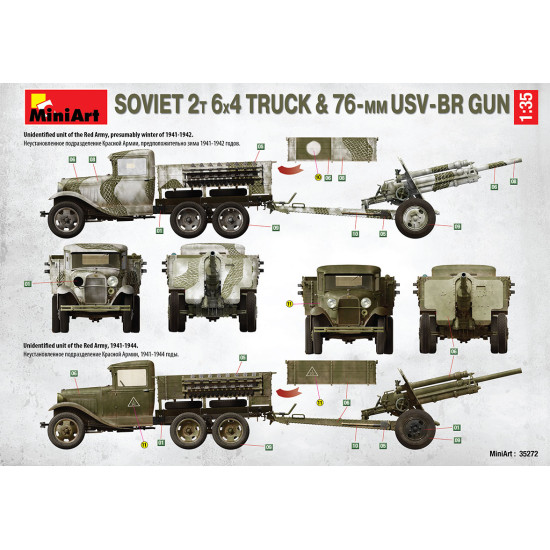 WW II SOVIET 2T 6X4 TRUCK and 76-mm USV-BR GUN 39 1/35 scale kit MINIART 35272