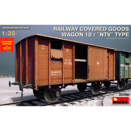 Miniart 35288 - RAILWAY COVERED GOODS WAGON 18t NTV TYPE WW II 1/35 scale kit