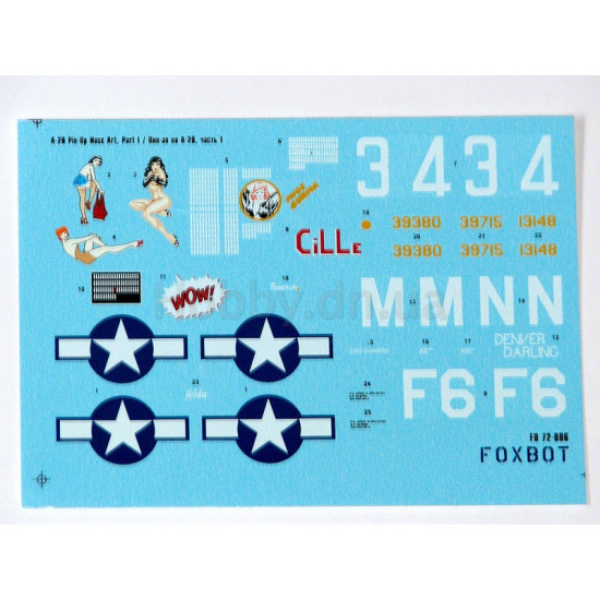 DOUGLAS A-20 BOSTON PIN-UP NOSE ART AND STENCILS PART 1 1/72 Foxbot 72-006