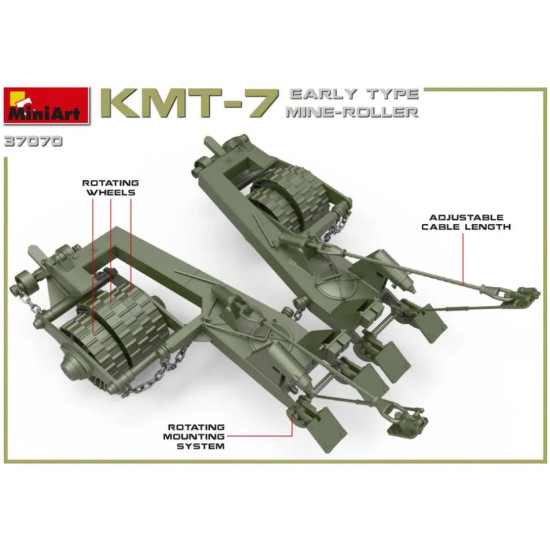 Us Stock Miniart 37070 Kmt-5m Mine-roller For T-54, T-55, T-62, T-62m 1/35 Scale Model
