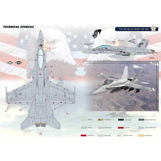 DECAL FOR AIRPLANE F-18 HORNET 1/144 PRINT SCALE 144-019