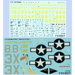 DOUGLAS C-47 SKYTRAIN DAKOTA PIN-UP NOSE ART AND STENCILS 1 1/72 Foxbot 72-017