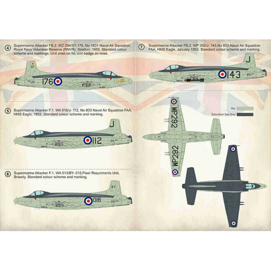 NEW WET DECALS SUPERMARINE ATTAKER PART-2 DECALS 1/72 SCALE PRINT SCALE 72-346