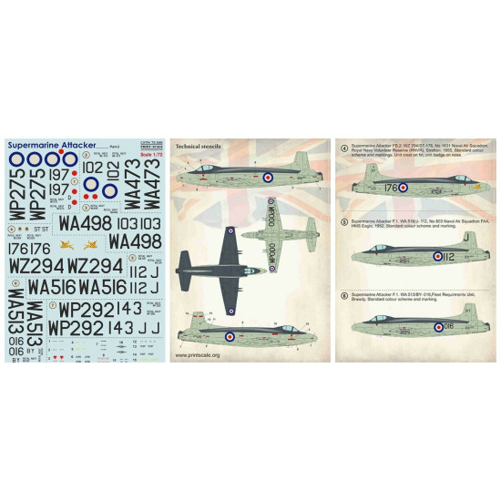 NEW WET DECALS SUPERMARINE ATTAKER PART-2 DECALS 1/72 SCALE PRINT SCALE 72-346