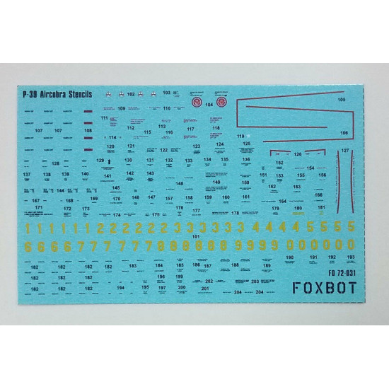 DECAL FOR STENCILS FOR P-39 AIRACOBRA 1/72 SCALE Foxbot 72-031