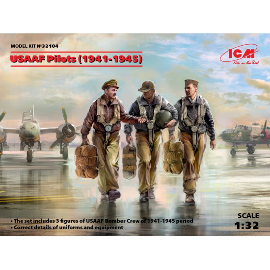 ICM 32104 - USAAF PILOTS (1941-1945) (3 FIGURES) World War II 1/32 SCALE
