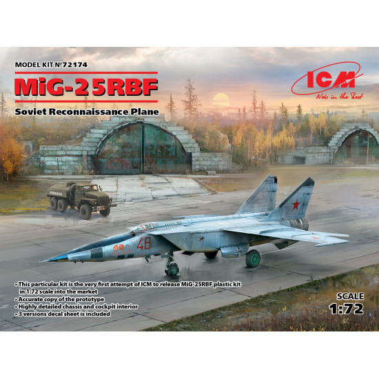 ICM 72174 - MIG-25 RBF, SOVIET RECONNAISSANCE PLANE 1/72 scale plastic model kit