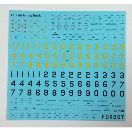 DECAL FOR STENCILS FOR B-17 FLUING FORTRESS 1/72 SCALE Foxbot 72-032