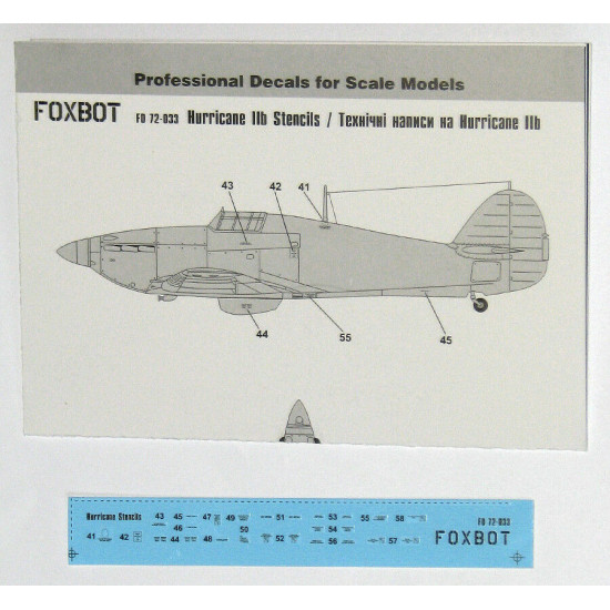 DECALS STENCILS FOR HURRICANE 1/72 SCALE Foxbot 72-033