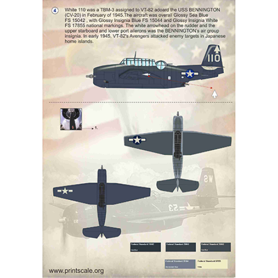 DECALS FOR GRUMMAN TBF AVENGER DECAL 1/32 PRINT SCALE 32-022 PERIOD OF WW II