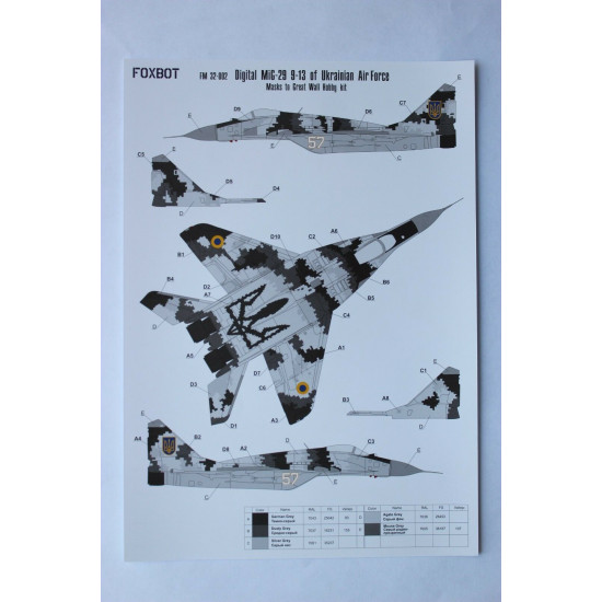 MIKOYAN MIG-29 9-13 UKRANIAN AIR FORCES DIGITAL CAMOUFLAGE 1/32 Foxbot FM 32-002