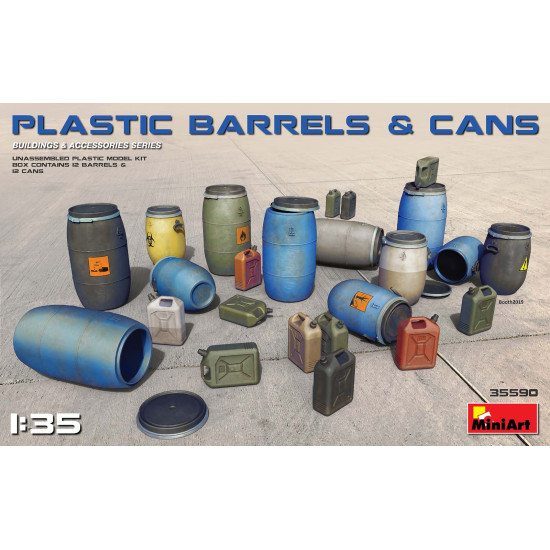 MINIART 35590 1/35 SCALE MODEL PLASTIC BARRELS & CANS