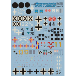 DECAL 1/72 FOR MESSERSCHMITT 109-G 1/72 PRINT SCALE 72-033