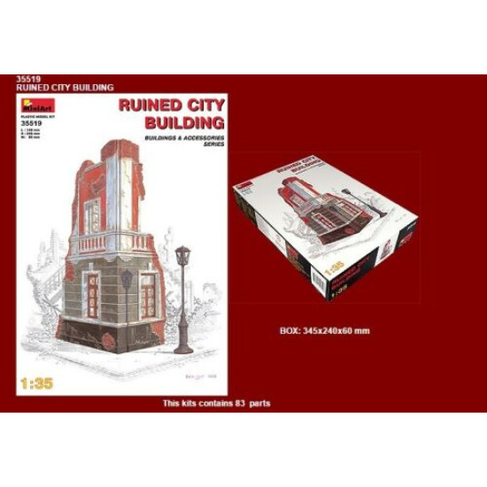 Miniart 35519 - 1/35 Ruined City Building Plastic Model Kit 1 Figures