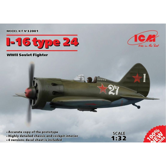 ICM 32001 - 1/32 Polikarpov I-16 Type24 Aircraft Soviet Fighter WWII model kit