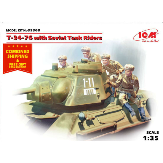 ICM 35368-1/35 T-34-76 With Soviet Medium Tank Riders WWII scale model kit