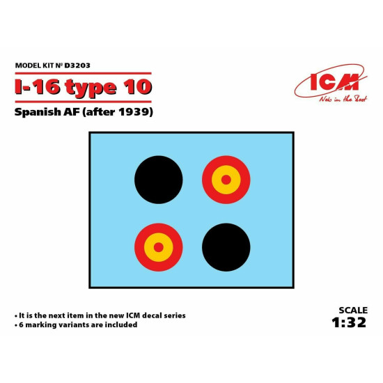 ICM D3203 - 1/32 I-16 Type 10 Spanish AF (after 1939), Aircraft wet decal model