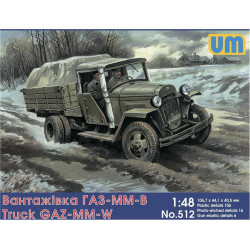 Unimodel 512 - 1/48 Soviet Truck Gaz-MM-W WW II Plastic Model Kit 109 mm UM 512