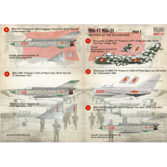 Print Scale 32-011 - 1/32 Decal for Mig-17 / Mig-21 Air Force of the Vietnam War
