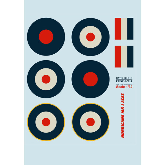 Print Scale 32-012 - 1/32 Decal for Hurricane Mk.1 Aces. the Battle of Britain