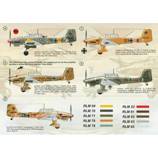 Print Scale 32-020 - 1/32 Junkers Ju-87 Part 1 The complete set 2 leaf wet decal
