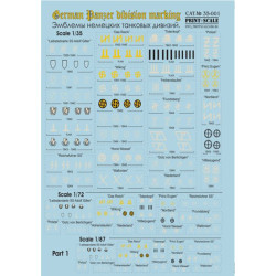 Print Scale 35-001 - 1/35, 1/72, 1/87 German Panzer Division Marking No.1 wet decal