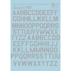 Print Scale 48-004 - 1/48 USAF Modern Stencil Letters & Numbers grey wet decal