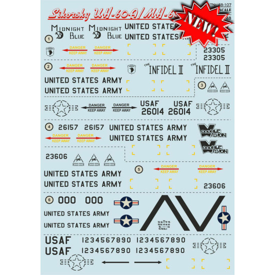 Print Scale 48-107 - 1/48 Decal for Airplane Sikorsky Uh-60a/mh-60g Aircraft