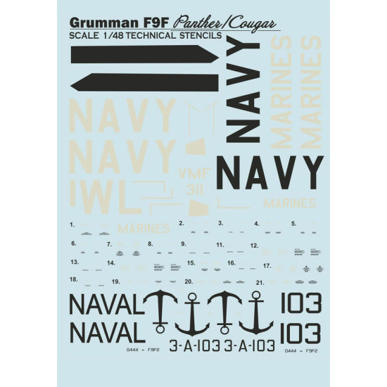Print Scale 48-108 - 1/48 Decal for Airplane Grumman F9f Panther Part-1 Aircraft