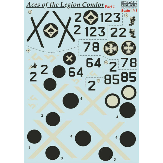 Print Scale 48-118 - 1/48 Decal for Airplane Aces of the Legion Condor, Part 1