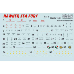 Print Scale 48-142 - 1/48 Hawker Sea Fury Part 2 The complete set 1,5 leaf decal