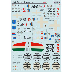Print Scale 48-145 - 1/48 Fiat G-50 Part 1, Aircraft wet decal model in scale