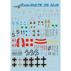 Print Scale 72-002 - 1/72 Focke-wulf FW 190 A2-A9, wet decal Aircraft