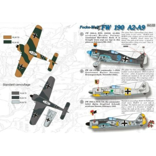 Print Scale 72-002 - 1/72 Focke-wulf FW 190 A2-A9, wet decal Aircraft