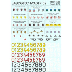 PRINT SCALE 72-005 - 1/72 Jagdgeschwader 52, wet decal Aircraft