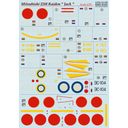 Print Scale 72-195 - 1/72 Decal for Mitsubishi J2m Raiden (Aircraft wet decal)