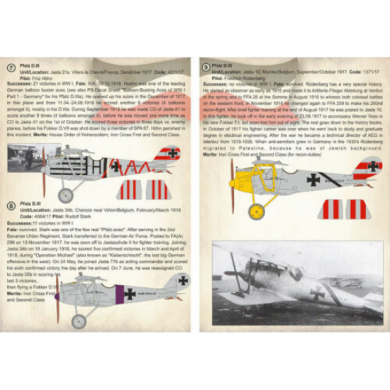 Print Scale 72-237 - 1/72 Pfalz D.III, Aces of World War I (Aircraft wet decal)
