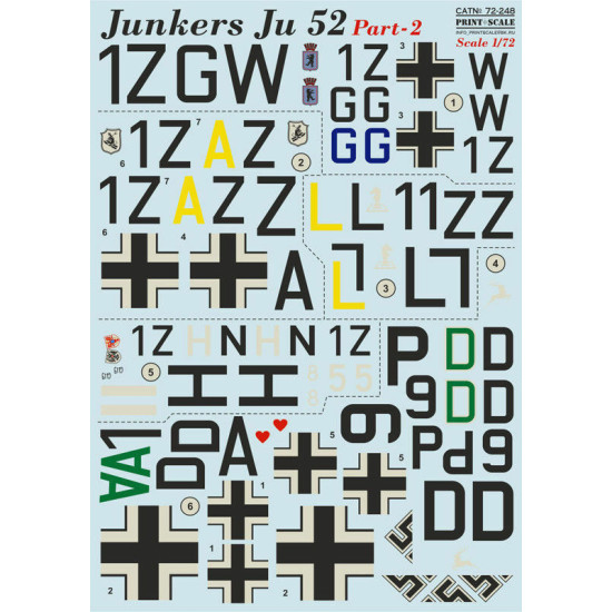 Print Scale 72-248 - 1/72 German Junkers Ju 52, Part 2, Aircraft wet ...