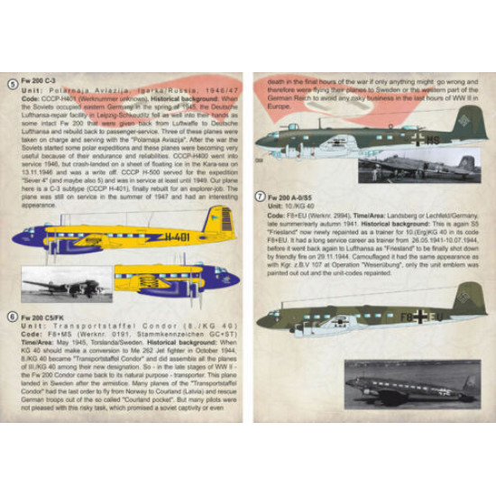 Print Scale 72-250 - 1/72 Focke-Wulf FW 200 Condor, Part 2, Aircraft wet decal