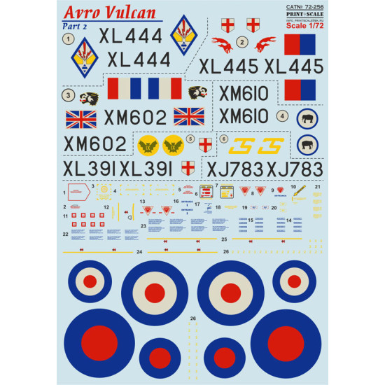 Print Scale 72-256 - 1/72 Avro Vulcan, Part 2 Airplane Accessories, wet decal