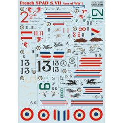 Print Scale 72-259 - 1/72 French Spad S.vii Aircraft Accessorie, wet decal